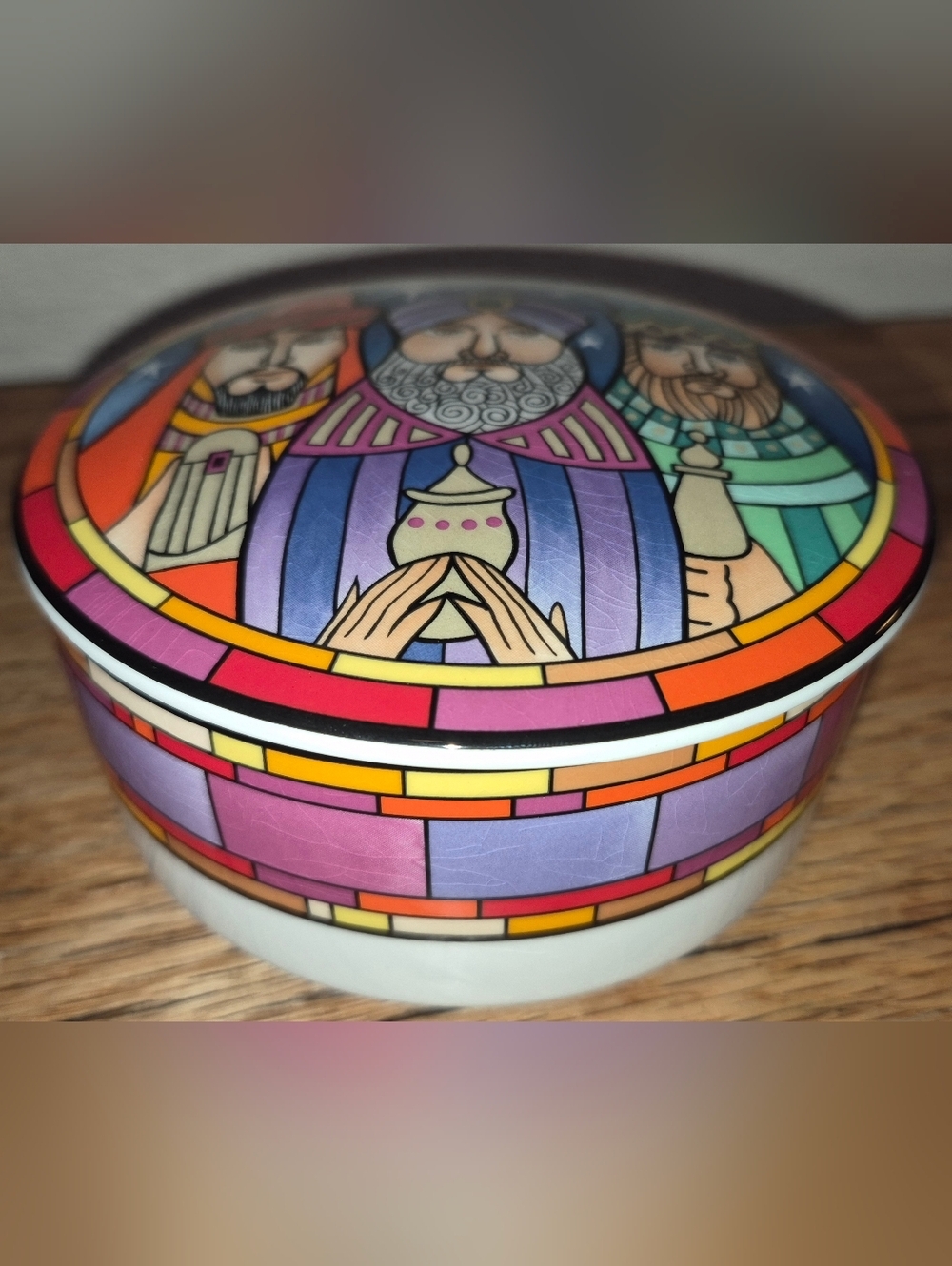 Mikasa Ultra Cream Christmas Multi Color Trinket Box FX075 Three Wise Men Japan - Picture 2 of 5